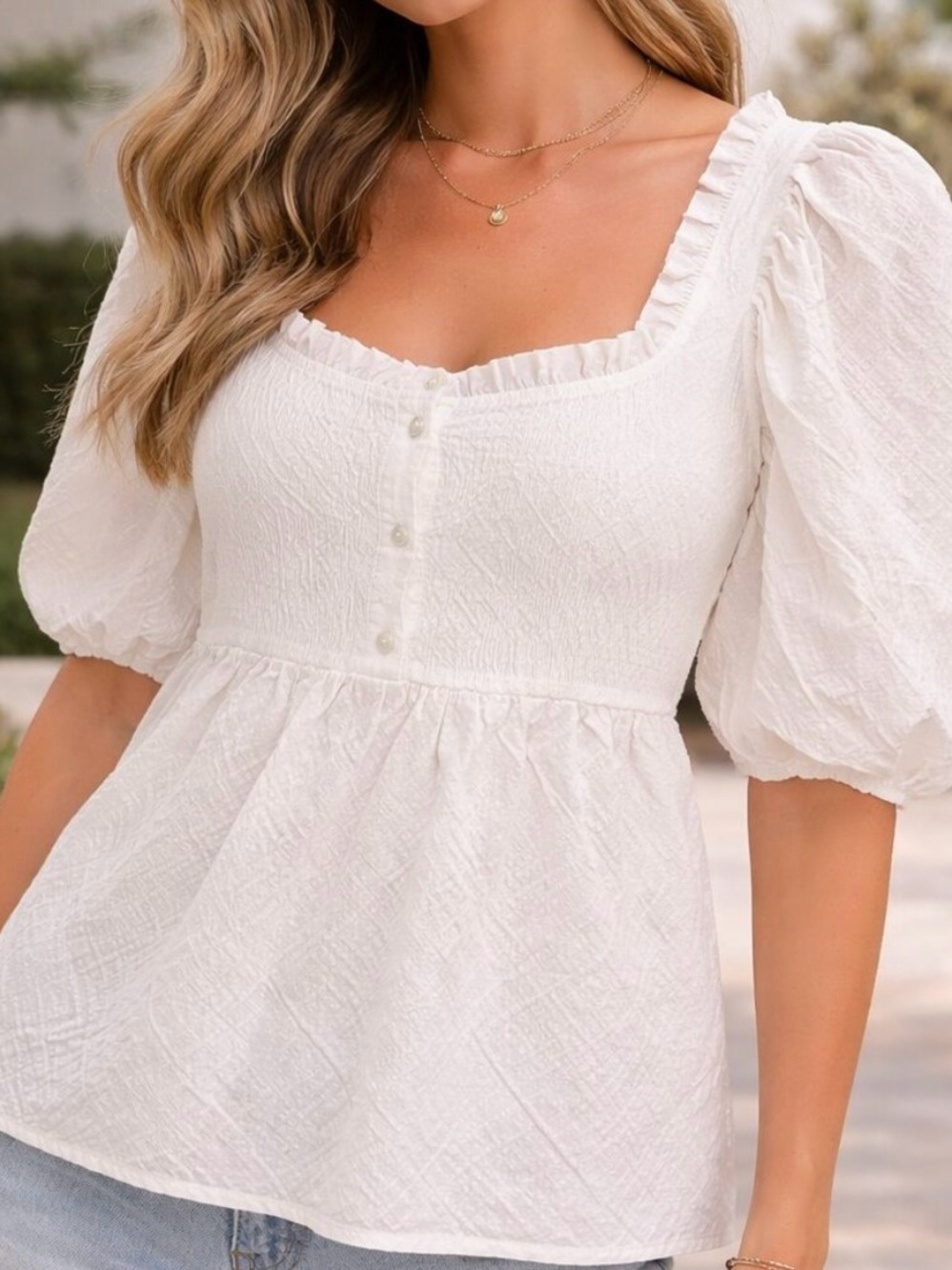NWT Heyson White Babydoll Top - Size Medium